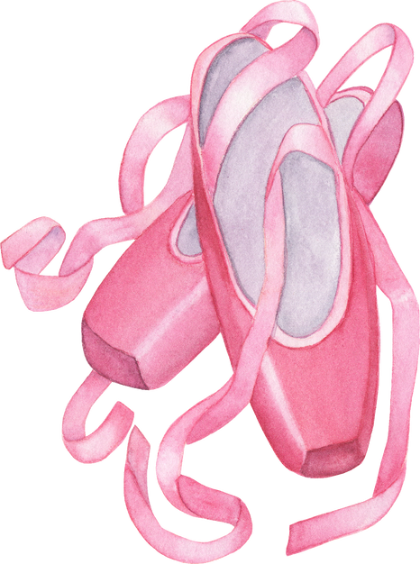 Ballet Shoes. Ballet Pointe with Ribbons.